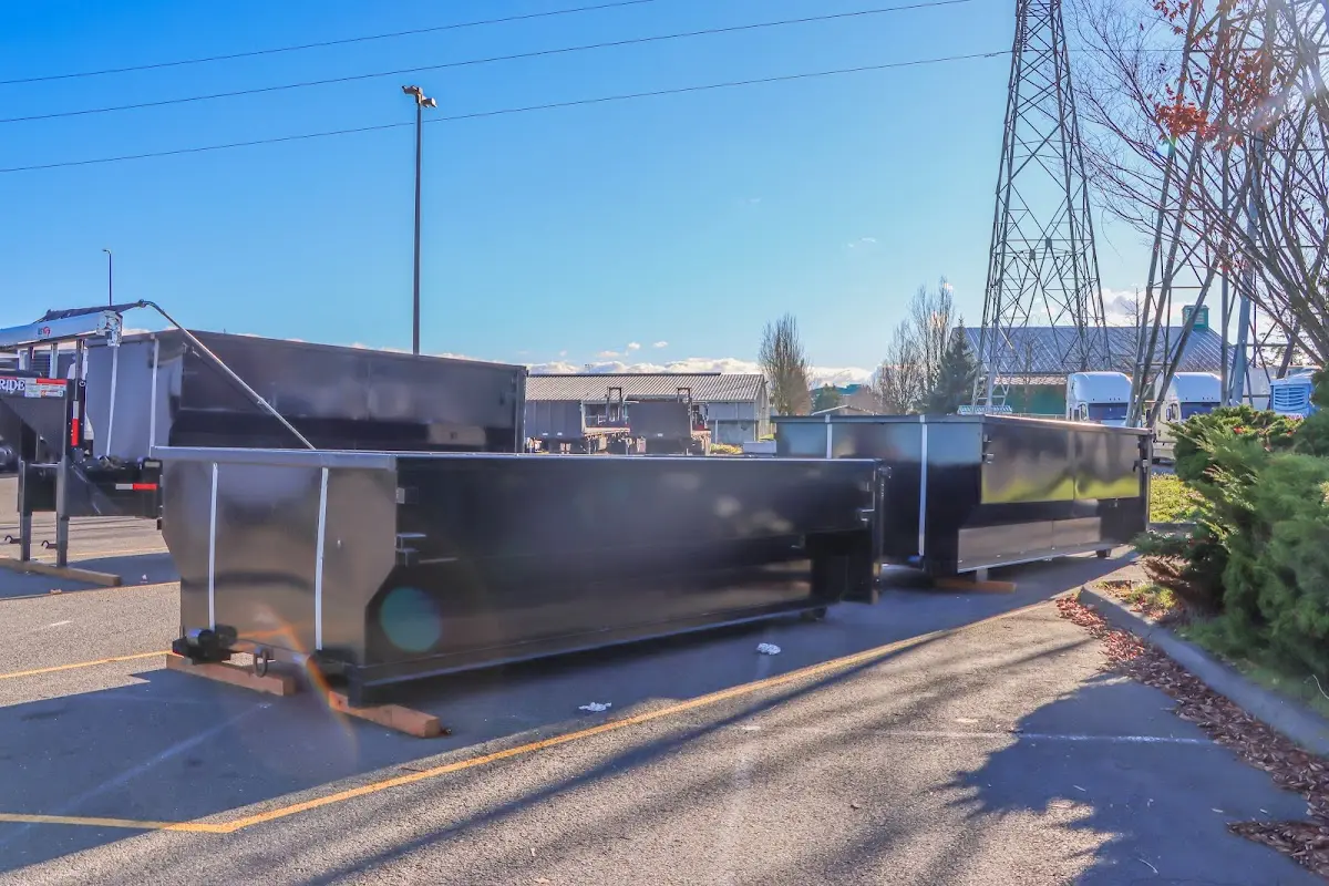 Roll-off dumpster ready for waste disposal at job site for Yard Waste Dumpster Rental in Radcliff